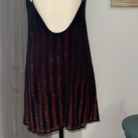 GUESS Marciano Women's Blk/Red Rhinestone Spaghetti Strap Slip Dress SZ S - Picture 6 of 6